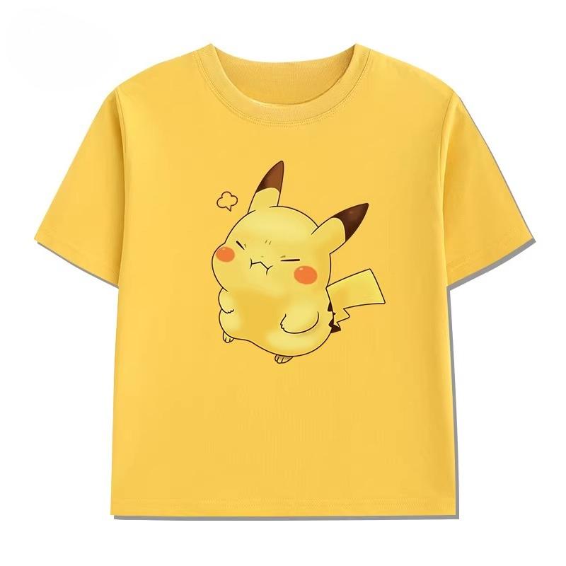 Potdemiel Summer New Pikachu Children s T-Shirt, Comfortable and Breathable Children s Clothing for Boys and Girls 110
