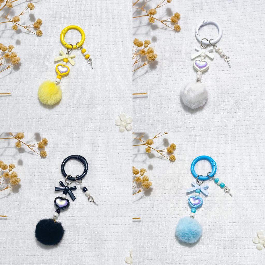 Heart Alloy Keychain Diy Mobile Phone Chain With Bead Pendant For Women