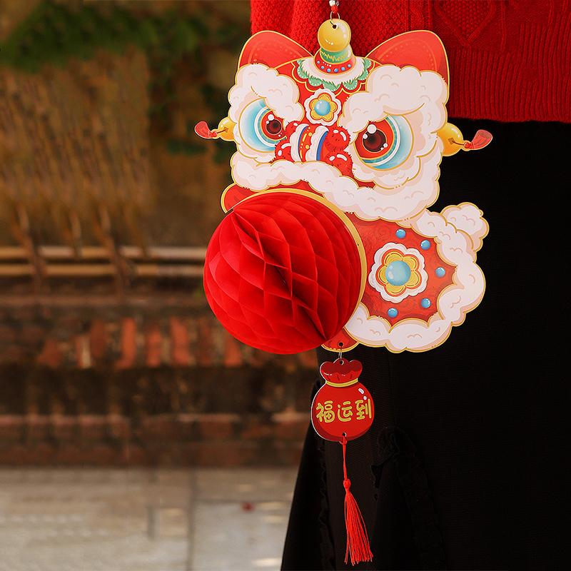 New Year Lantern Paper Folding Red Honeycomb Lantern Hanging Pendant Horse Year Spring Festival Festive Decoration