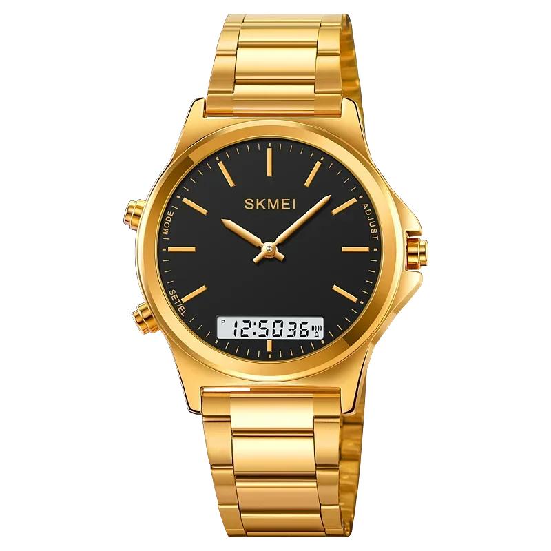 SKMEI 2120 Digital Quartz Watch for Men Waterproof Sport Dual Display Stainless Steel Mens Wristwatches Alarm Clock Reloj Hombre
