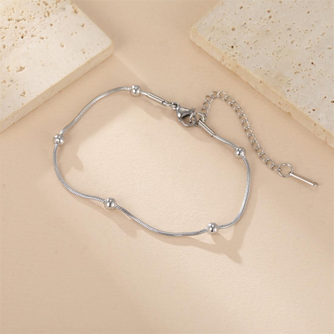 

Stainless Steel Beads Chain Bracelets for Women Fashion Basic Bracelets Light Luxury Jewelry Accessories Gift Wholesale