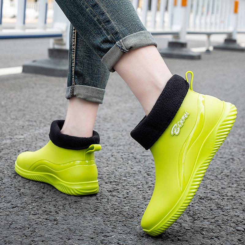 Men's & Women's Waterproof Winter Cotton Rain Boots - Detachable, Warm, All-Season Use