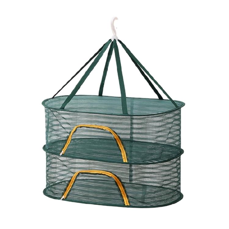 Breathable Mesh Fish Drying Rack Vegetable Dryer with 360 Degree Rotating Hook Foldable Indoor Hanging Hanging Net