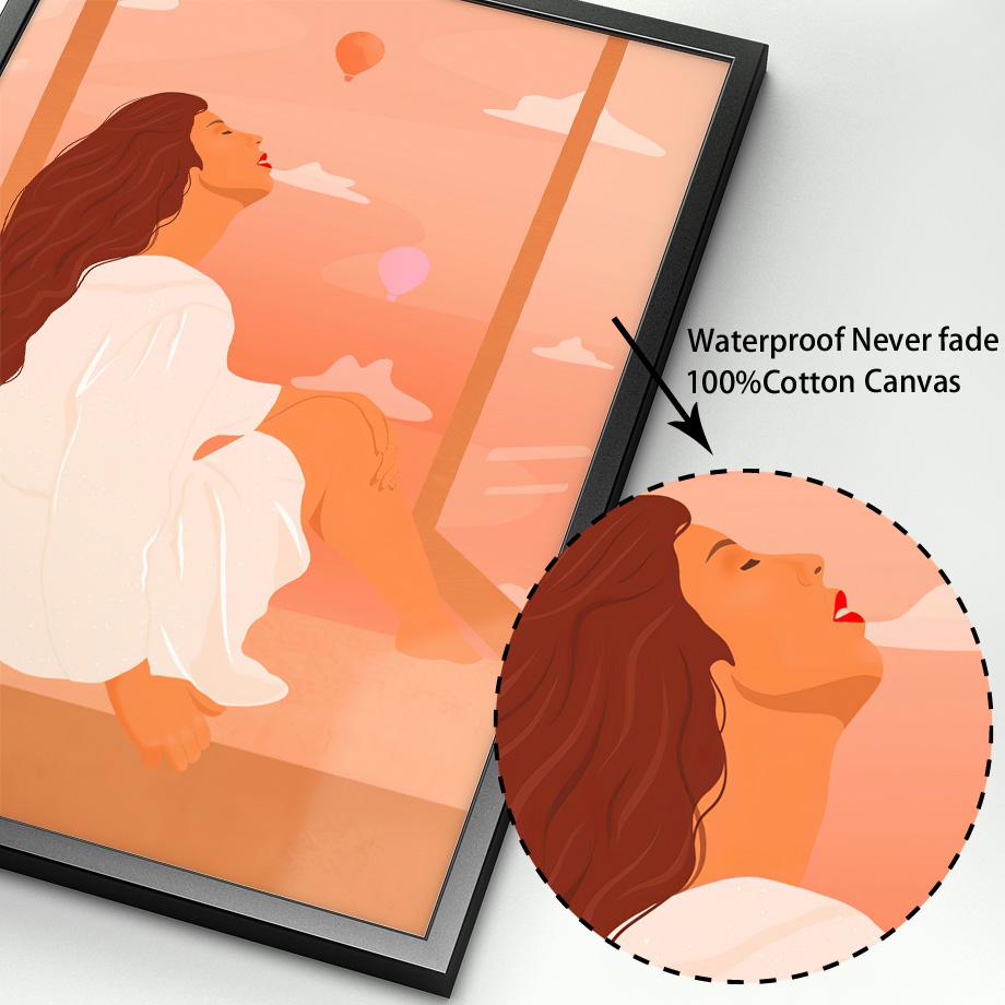 Woman Sunbathing Summer Peaceful Yoga Flower Nordic Posters And Prints Wall Art Canvas Painting Decor Pictures For Living Room