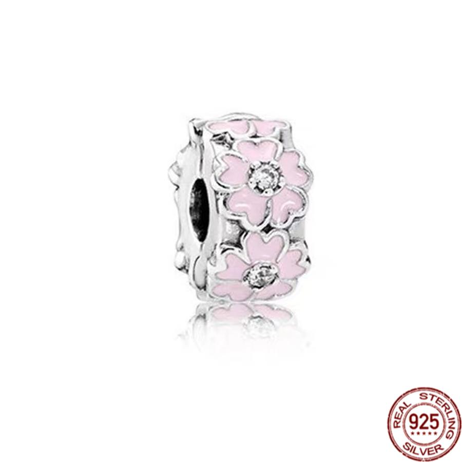 DIY-Schmuck S925 Sterling Silber Goldenes Herzband Polierte, mit Federn besetzte Clip-Charm-Perlen Passend für Original-Armbänder