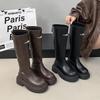 [Fanfna] Retro Style Simple Letter Boots Women's 2025 Autumn New Thick-soled High-end Knight Boots Boots Boots