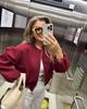European & American Women's Soft Round Neck Bomber Jacket - New Autumn/Winter Collection