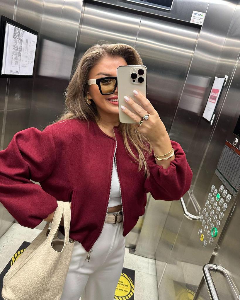 European & American Women's Soft Round Neck Bomber Jacket - New Autumn/Winter Collection