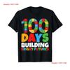 100 Days Building Bright Futures Brick Of School T Shirt Long Or Short Sleeves Vintage Washed Fashion Casual Unisex Soft