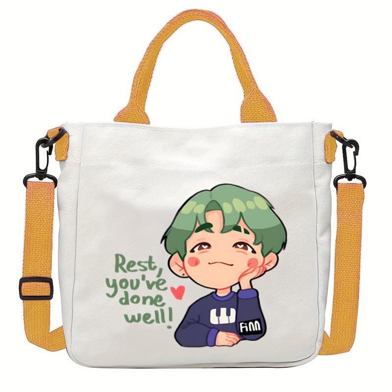 Felix Kpop Band Super Star Printed Crossbody Bag Casual Canvas Shoulder Bags