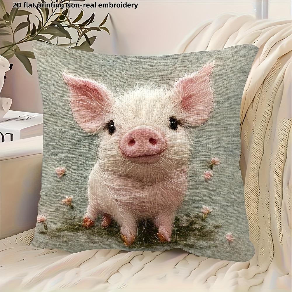

Adorable Pig 2D Flat-Printed Non-Real Embroidery Pillow for Cozy Decor Sofa cushion cover, home decoration, 2D printing 45x45cm-1pcs
