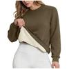 Women's Casual Fashion RoundNeck Pullover Top Winter Solid Color Plush Sweatshirt