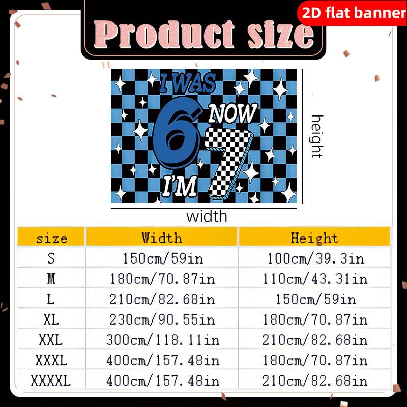 2D flat banner geometric stripe design begins for 7-year-old birthday party decoration background fabric