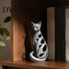 Decorative Figurines for Living Room 3D Printed Spiral Cat Figurine, Hollow Modern Abstract Sculpture Small Table Decor Coffee Desk Shelf, Minimalist