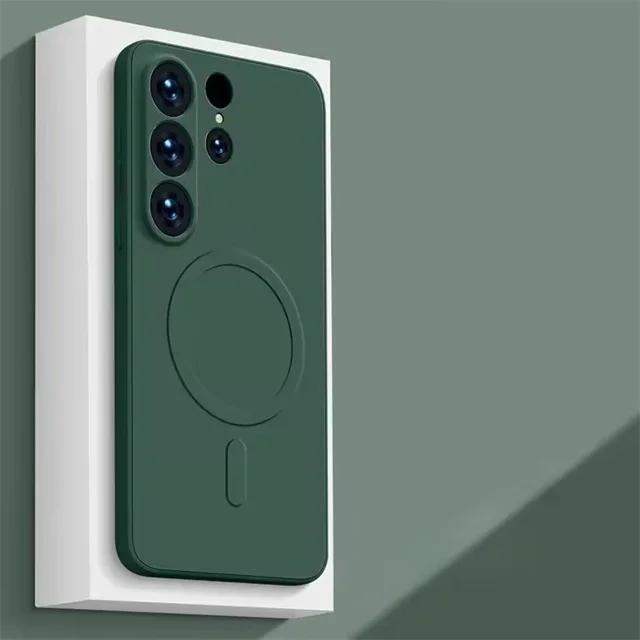 Magnetyczne Etui na Telefon z Płynnego Silikonu Kompatybilne z Magsafe Dla Samsung Galaxy S26 S25 Ultra S23 S24 FE S22 S21 Plus Odporne na Wstrząsy Pokrowiec
