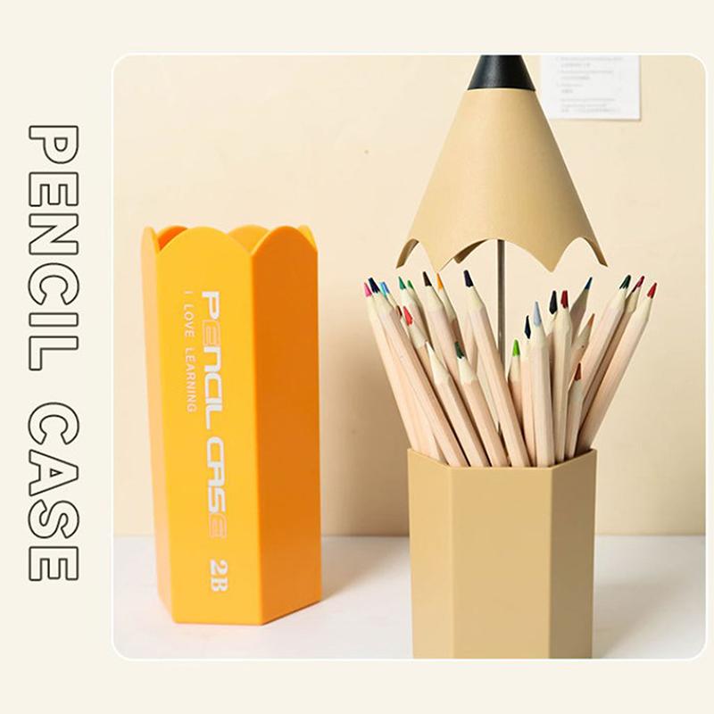 Suporte para caneta em formato de lápis, criativo, para mesa, com capa, à prova de poeira, para armazenamento de artigos de papelaria, caixa para caneta, balde de armazenamento, porta-pincel de maquiagem