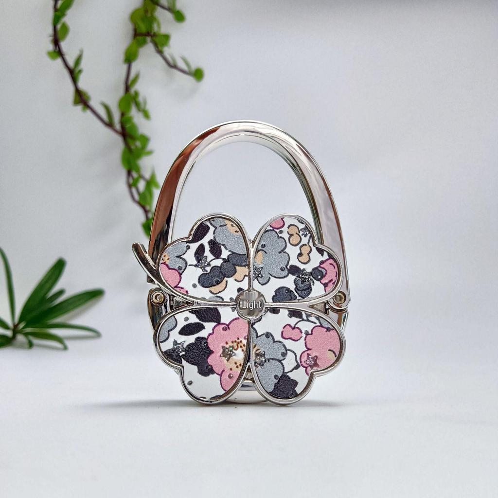 Four-Leaf Clover Floral Handbag Hook - Decorative Storage Accessory