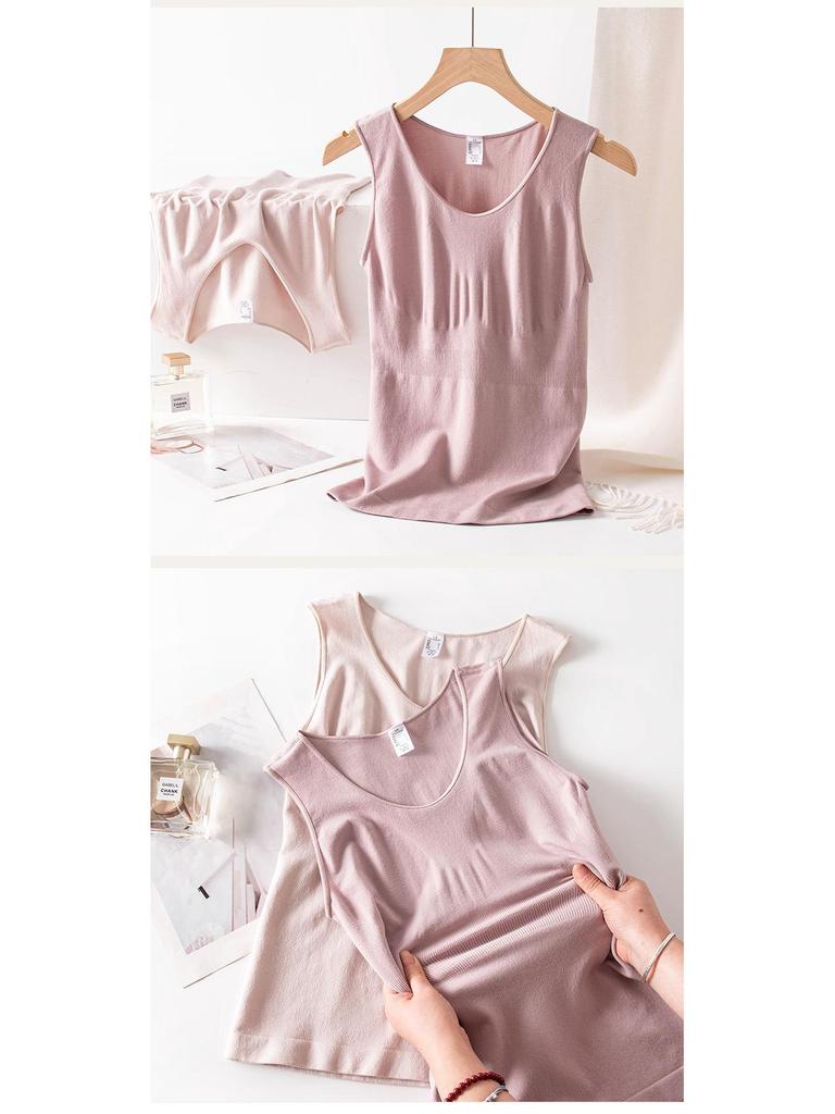 Silk Cashmere Blend Seamless Sleeveless Vest - Skin-Friendly, High-Elastic, Warm, with Beautiful Back Design