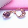 Color Gold Mori Water Drop Egg Surface Smoke Stone Retro Women'S Personality Earrings Rose Gold Plated Earrings