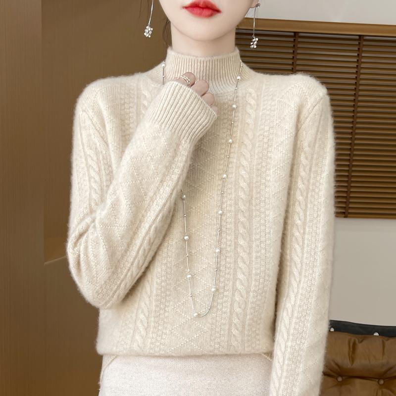 Women Sweater 100% Wool MODERN NEW SAGA Turtleneck Knit Pullover Thick Winter Jumpers Female Knit Tops