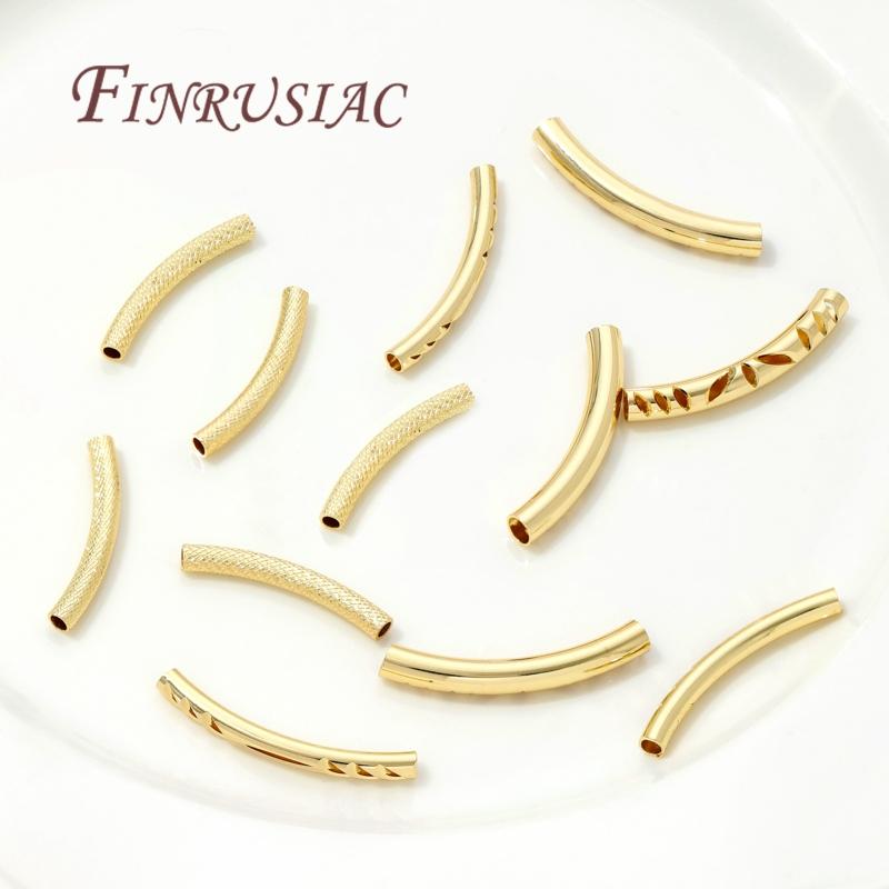18K Real Gold Plated Brass Tube Spacer Beads Connectors For Handmade DIY Bracelet Necklace Jewelry Making Supplies Accessories