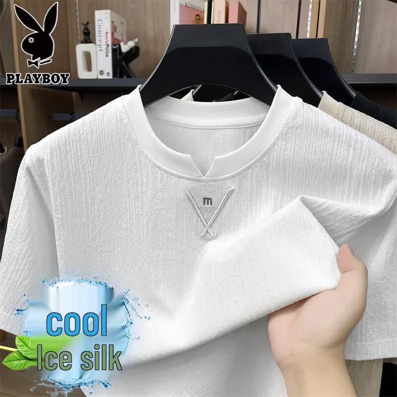 Playboy Men s Textured Breathable Round Neck Short Sleeve T-Shirt XL