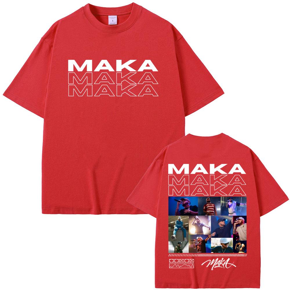 Rapper Maka Double Sided Print T-shirt Aura Tour Men Women Hip Hop Fashion Pop Music T Shirts Male Casual Black Vintage T Shirt
