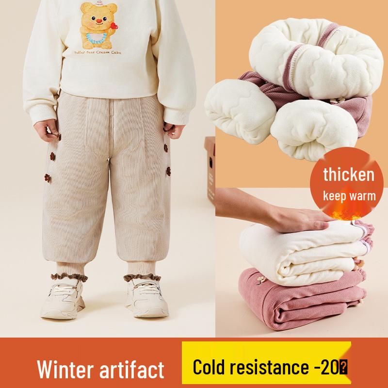 Jingqi Fleecegefütterte Winterhosen für Mädchen - Warme, modische Baumwoll-Oberbekleidung