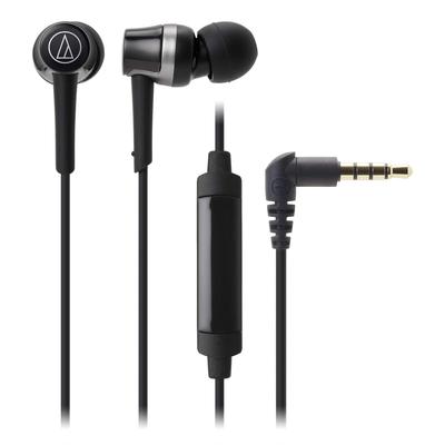 Audio Technica BK Earphones Wired Remote Control with Microphone for Smartphones Canal Type SoundReality Black ATH-CKR30iS