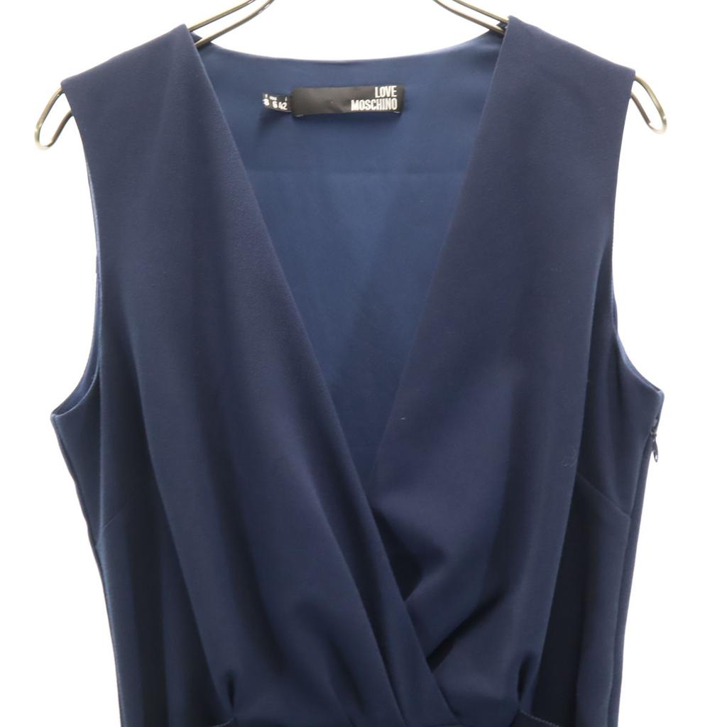 LOVEMOSCHINO Made in Italy Wool Blend No sleeve one piece 6 Navy Women Used