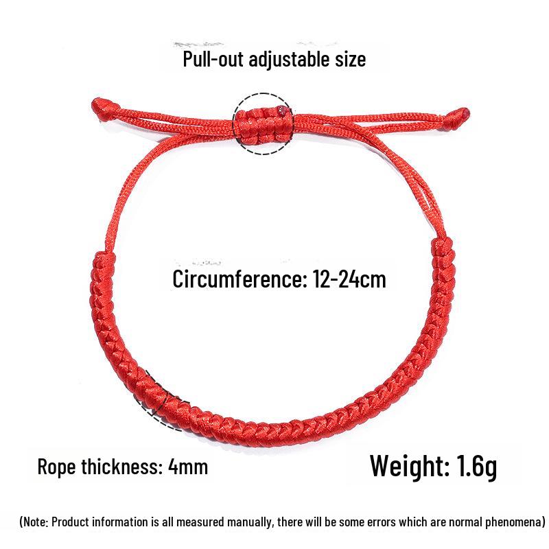 Adjustable Red Rope Bracelet with Pure Diamond Knot - Unisex Zodiac Design