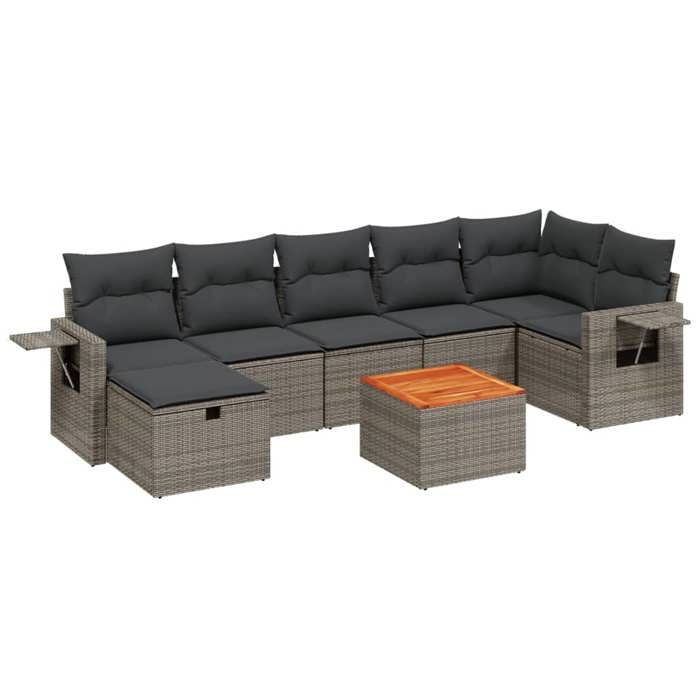 VidaXL Garden Lounge Set with Cushions 8 Pcs, Patio Sofas, Patio Furniture Set, Outdoor Furniture, Grey 3264959