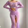 Women's Sheer Mesh Lingerie Set High Slit Long Skirt Sexy Costume for Occasions