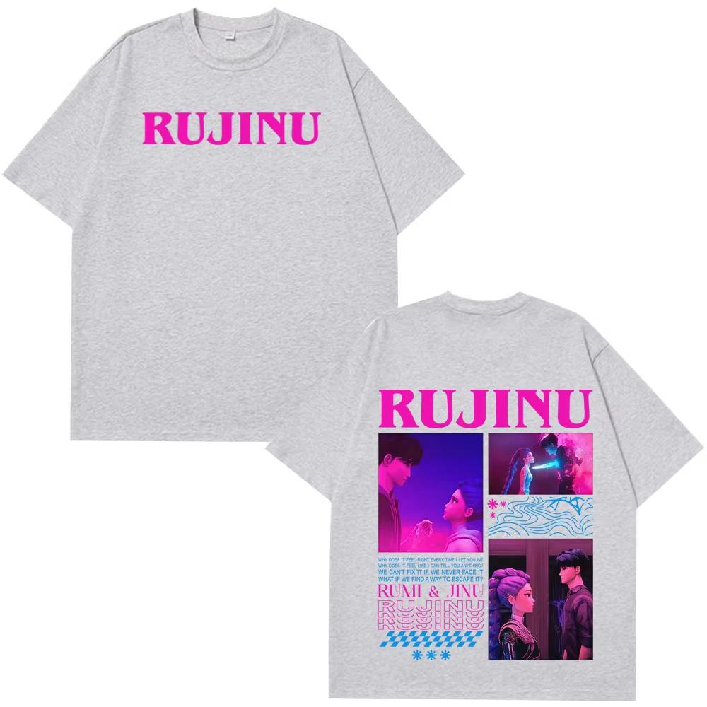 KPop Demon Hunters Huntrix Saja Boys Rujinu Print Print T-Shirt Men Women Aesthetic T-shirts Harajuku Couple Cotton T-shirt Tops