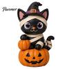 Wooden Cat Figurine Vintage Halloween Figurine, Rustic Witch Zombie Owl Frog Tabletop Decorative Ornament, Farmhouse Tiered Tray Decoration
