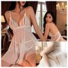 Sex Underwear Sexy Free Large Size Light Luxury Sweet Mesh Deep V Suspender Nightdress Lace Robe Uniform Women