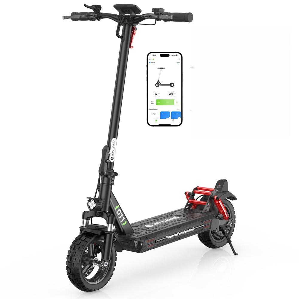 Isinwheel GT1 Electric Scooter - 800W Motor, 45km Range, 10" Off-Road Tires with Dual Suspension & LCD Display