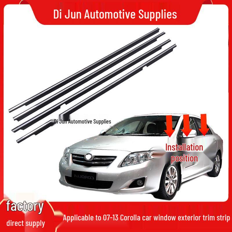 07-13 Toyota Corolla Door Glass Weatherstrip Seal: Waterproof Outer Window Deflector Left Rear Door (Black Version)