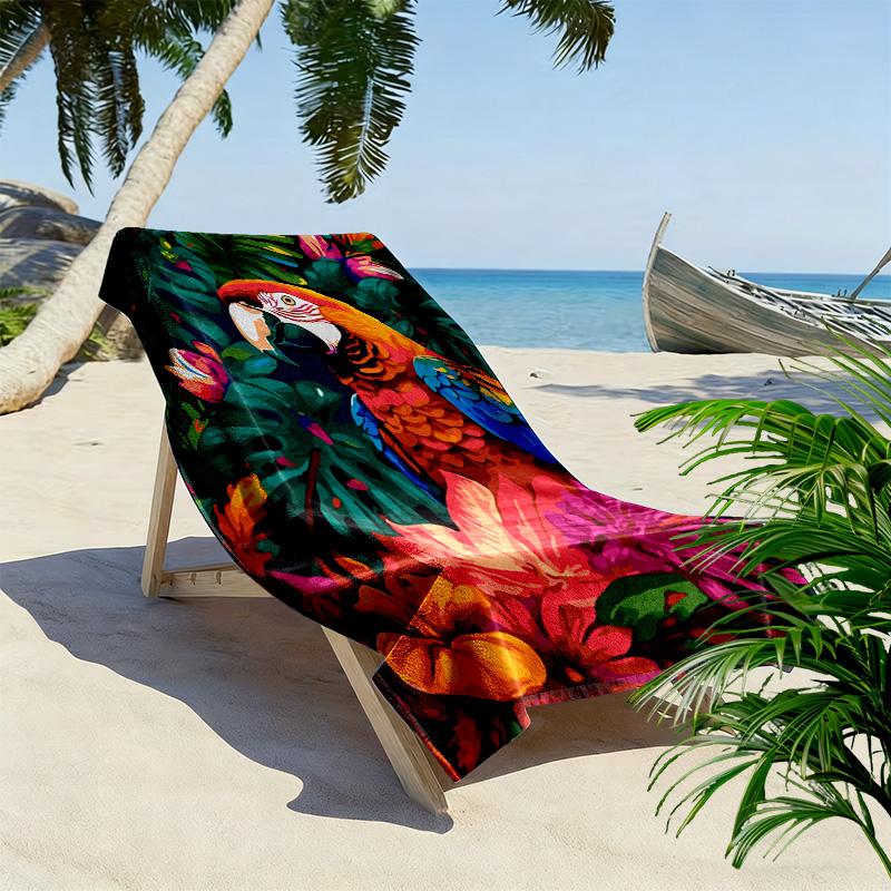 Tropical Parrot Print Beach Towel, Large Soft Quick Dry Towel for Beach Camping Swimming