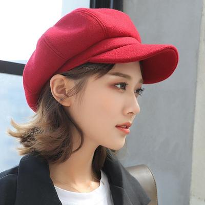 Hat Ladies Autumn and Winter Versatile Octagonal Hat Wool Winter Fashion Beret British New Year Trendy Winter