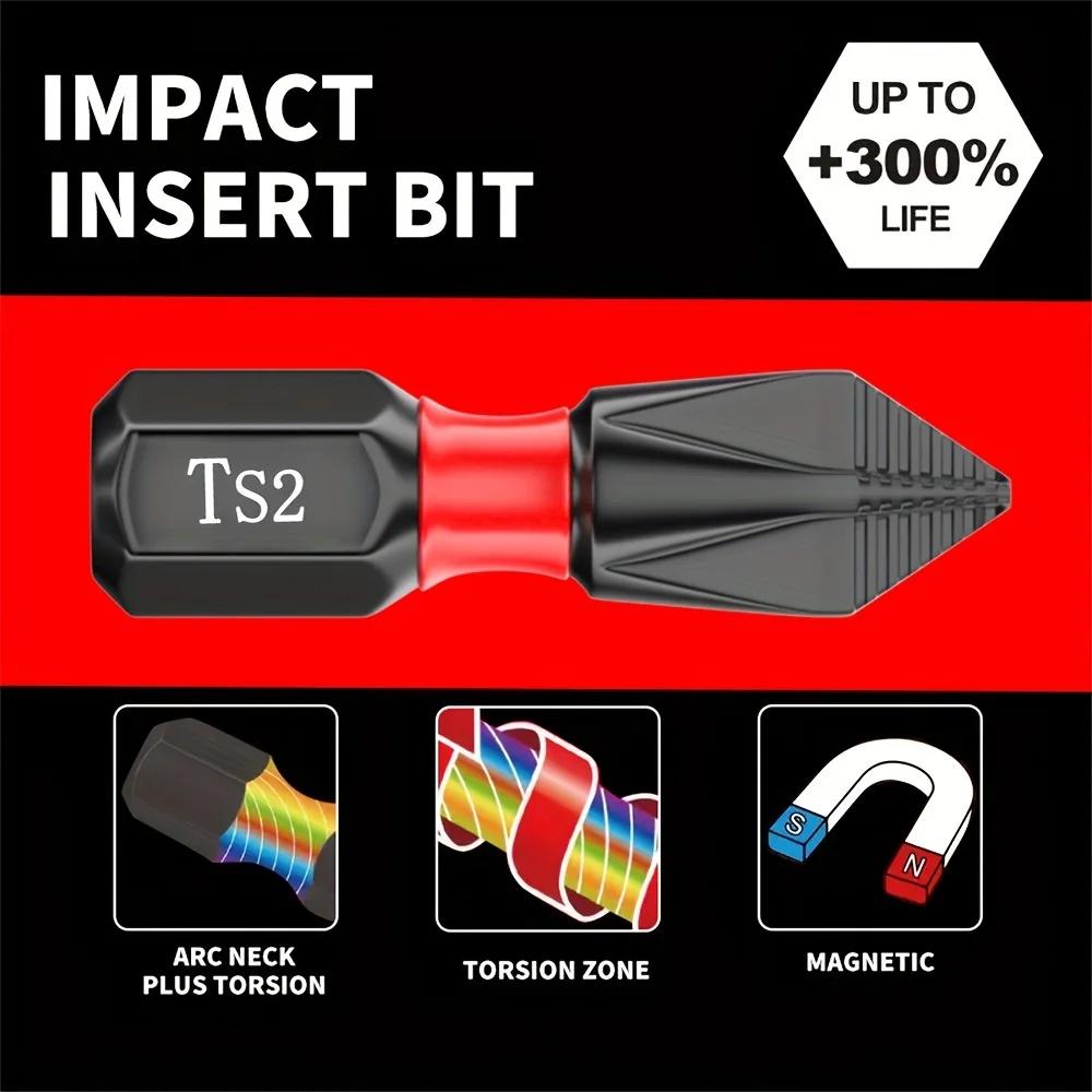 20 Stück Schlagfeste Magnetische Schraubendreherbits - Kurze Kreuzschlitz-Bits Hohe Härte für Elektro-/Handwerkzeuge CR-V Stahl Rutschfest