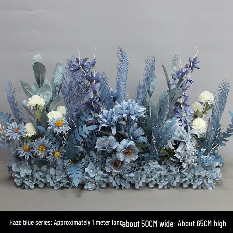 Blue Artificial Flower Row for Wedding Aisles and T-stage Decorations