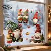 Indoor Window Art Christmas Gnome Cling, Waterproof Snowflake Glass Decal, PVC Decals Faceless Dwarf Static Sticker for Holiday Decoration Winter Home