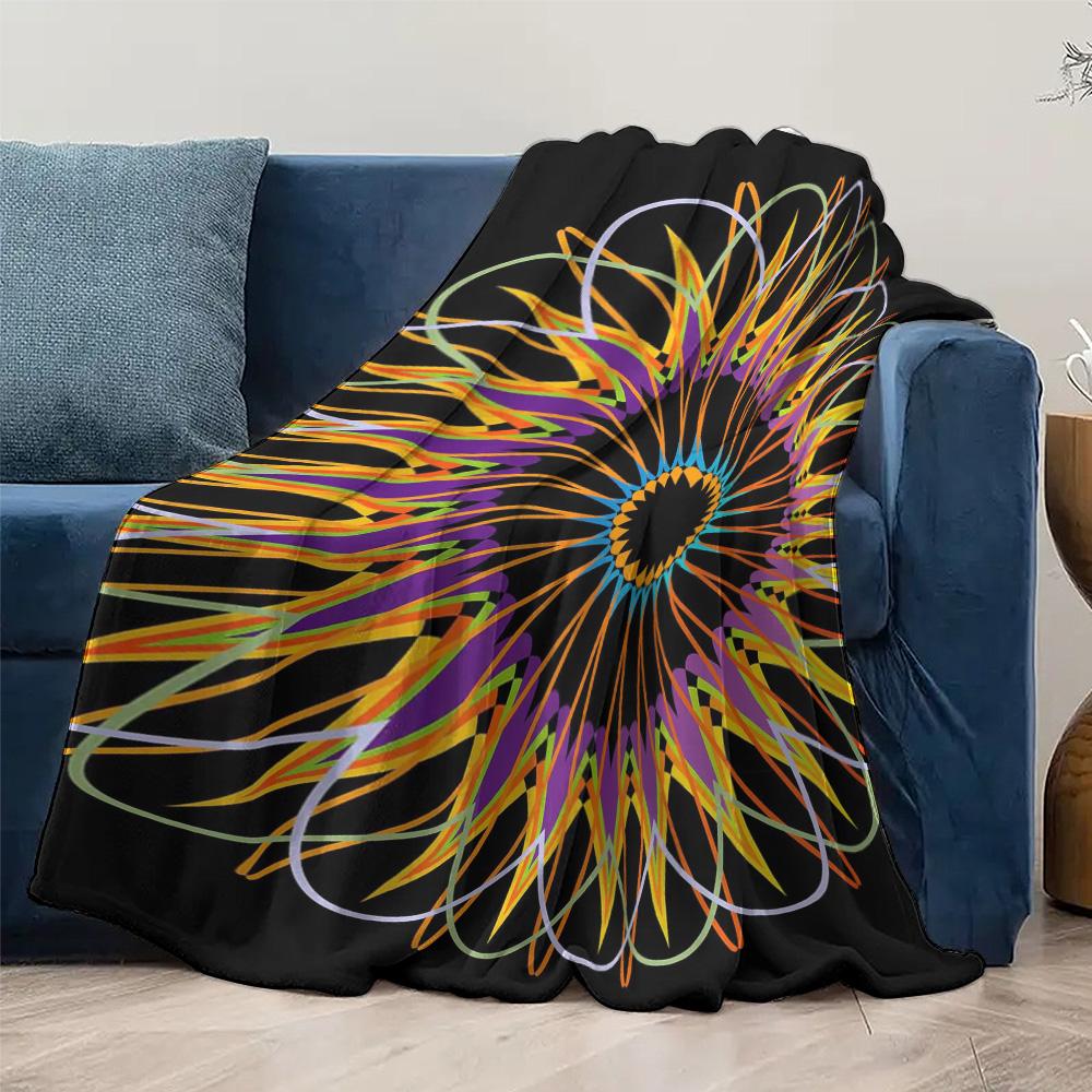Colorful Abstract Rainbow Geometric Pattern Fleece Blanket Sofa Throw Bedding Home Decor Gift