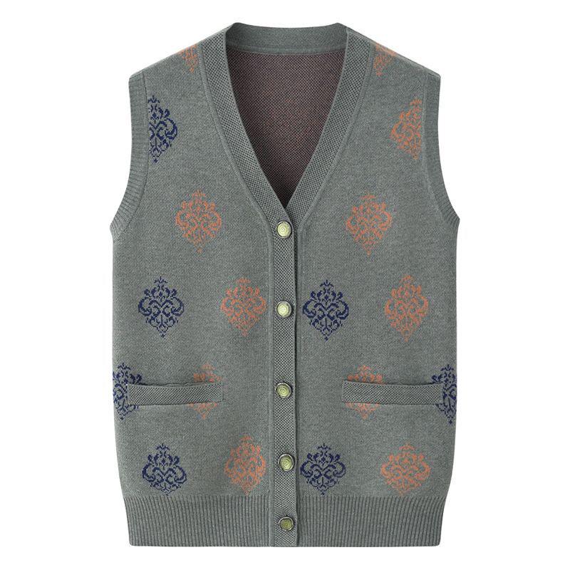 Elderly Women's Knitted Vest - Spring, Autumn & Winter Cardigan for Grandma and Mom