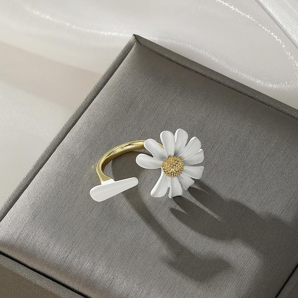 

1шт Елегантні кільця з квіткою ромашки, що відкриваються, Жіночі регульовані весільні, для вечірки, заручин, Кільця на пальці, Заявочна біжутерія, Подарунок