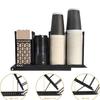 Coffee Cup Holder Lid Organizer with Straw Holder 4 Compartment Coffee Cup Dispenser Adjustable Coffee Bar Organizer