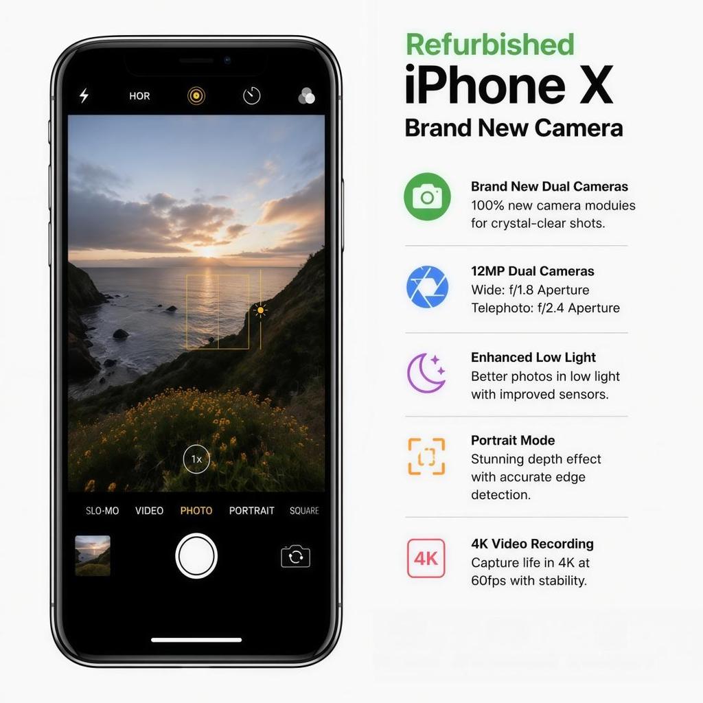 Refurbished Apple iPhone X 5.8'' 3GB RAM 256GB ROM All Colors 4G LTE Unlocked Smartphone With Single SIM