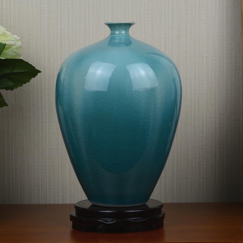 

Blue Ice Crack European Style Ceramic Vase for Living Room Flower Arrangement