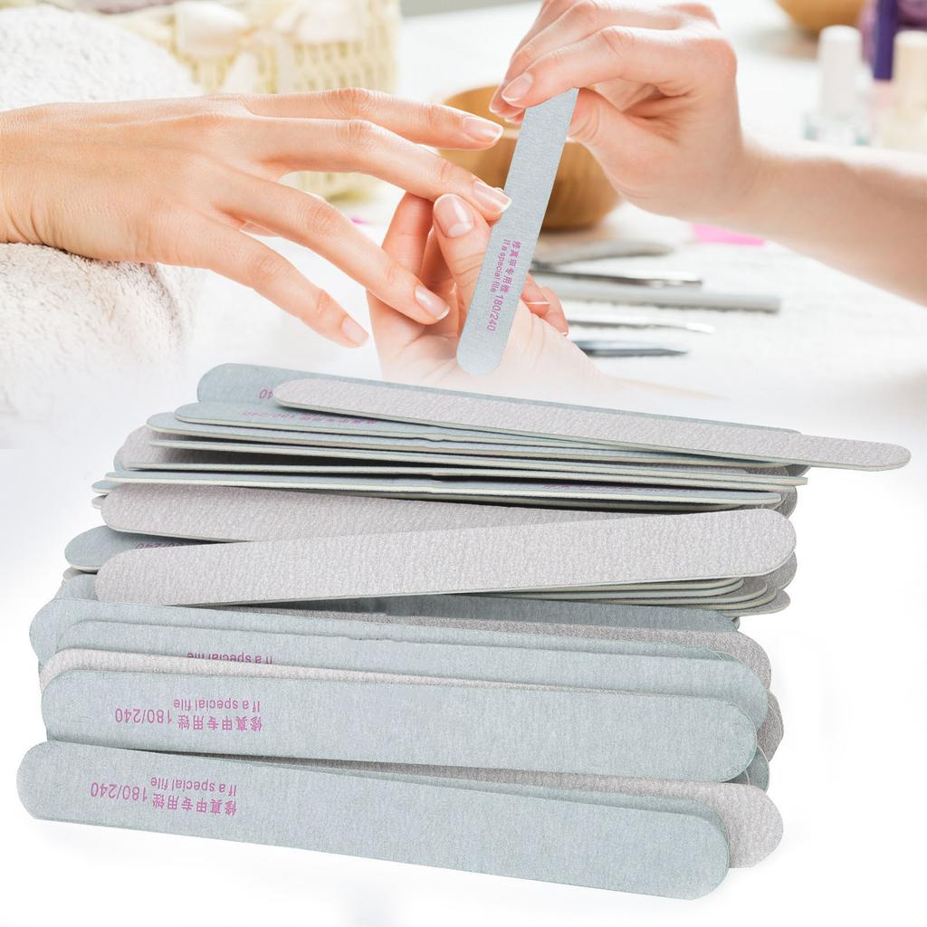 50pcs Nail Files Double Sided 180/240 Grit Nail Buffering Files for Home Nail Salon